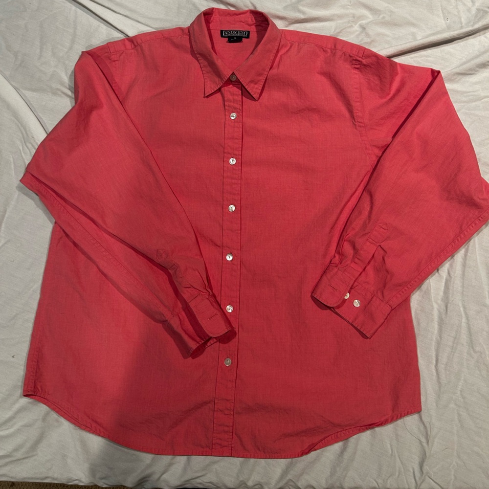 Lands' End Classic Pink Button-Down Shirt